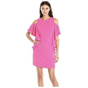 TRINA TURK Sheath Dress Womens 4 Cold Shoulder Mini Sorority Bachelorette Barbie